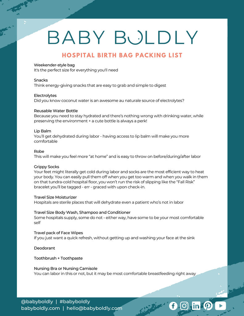 Birth Bag Packing List Free Download